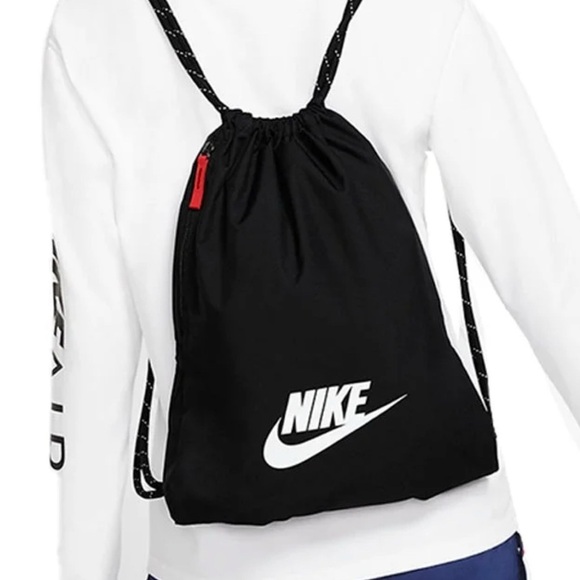 Nike Other - Nike Black Drawstring Sports Sack with White Logo and Red Accent